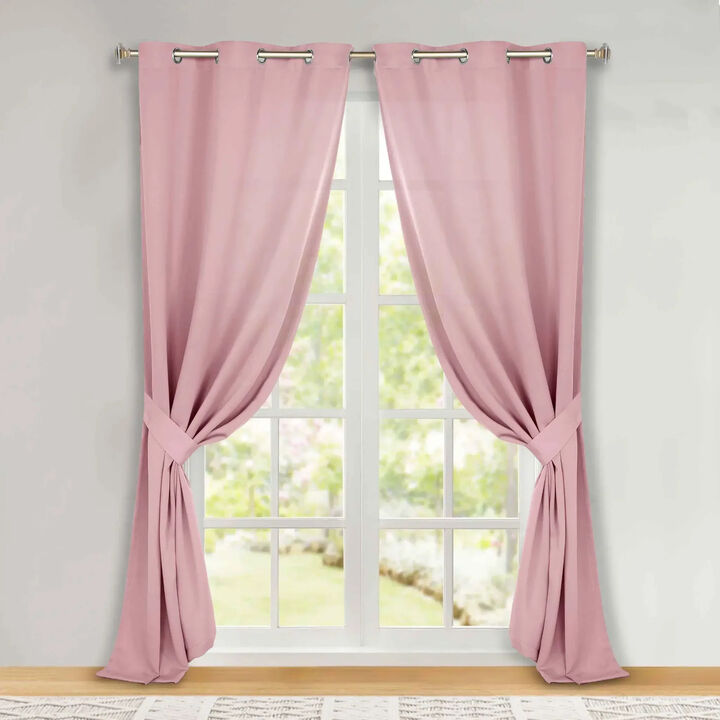 Set of 2 Solid Room Darkening Blackout Window Curtain Panels