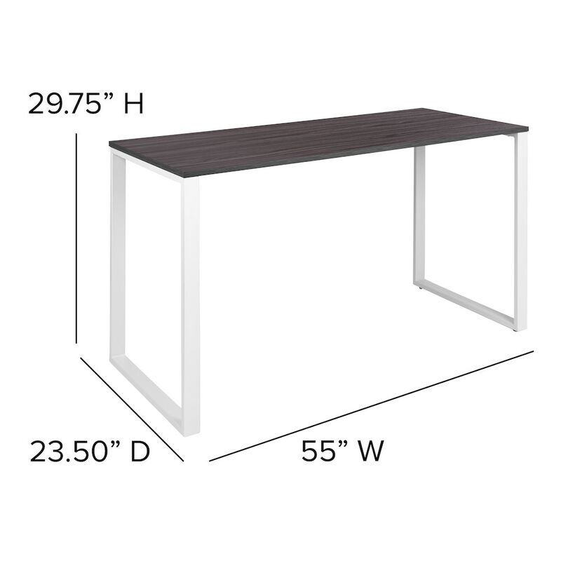 Flash Furniture Desk Industrial Style Computer Desk Sturdy Home Office Desk - 55"L - Rustic Gray image number 2