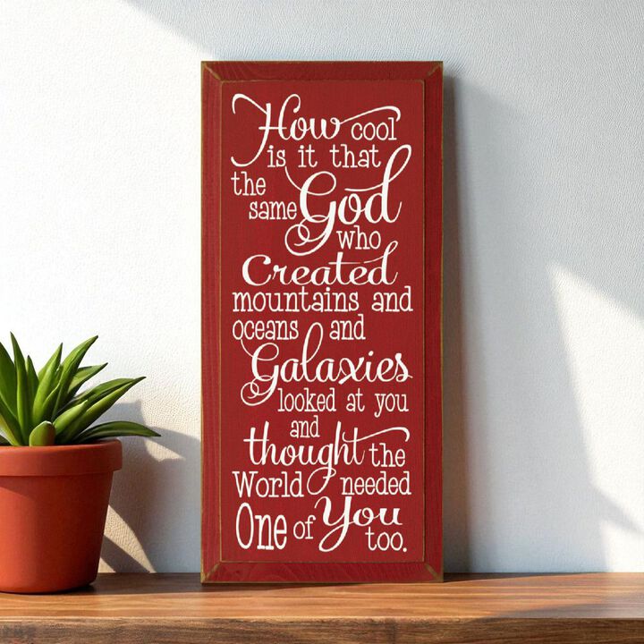 Faith Quote Wood Sign God Created Mountains Oceans and You Rustic Wall Plaque