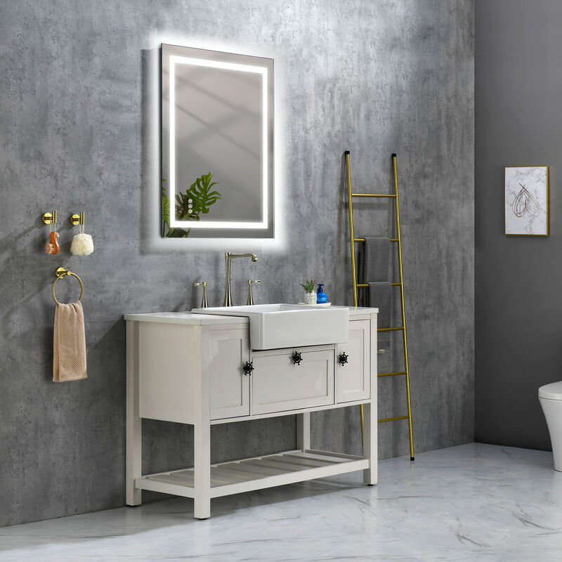 LED Bathroom Mirror with Frontlit and Backlit Modern Lighting for Clear Reflection and Ambient Glow