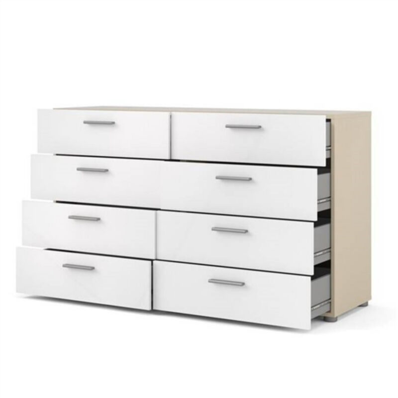 Contemporary 8-Drawer Double Dresser for Bedroom Storage and Style