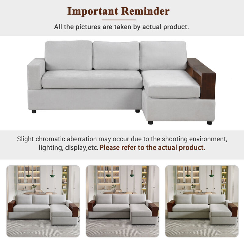Merax Sectional Sofa Upholstered Sofa Couch with Reversible Armrests