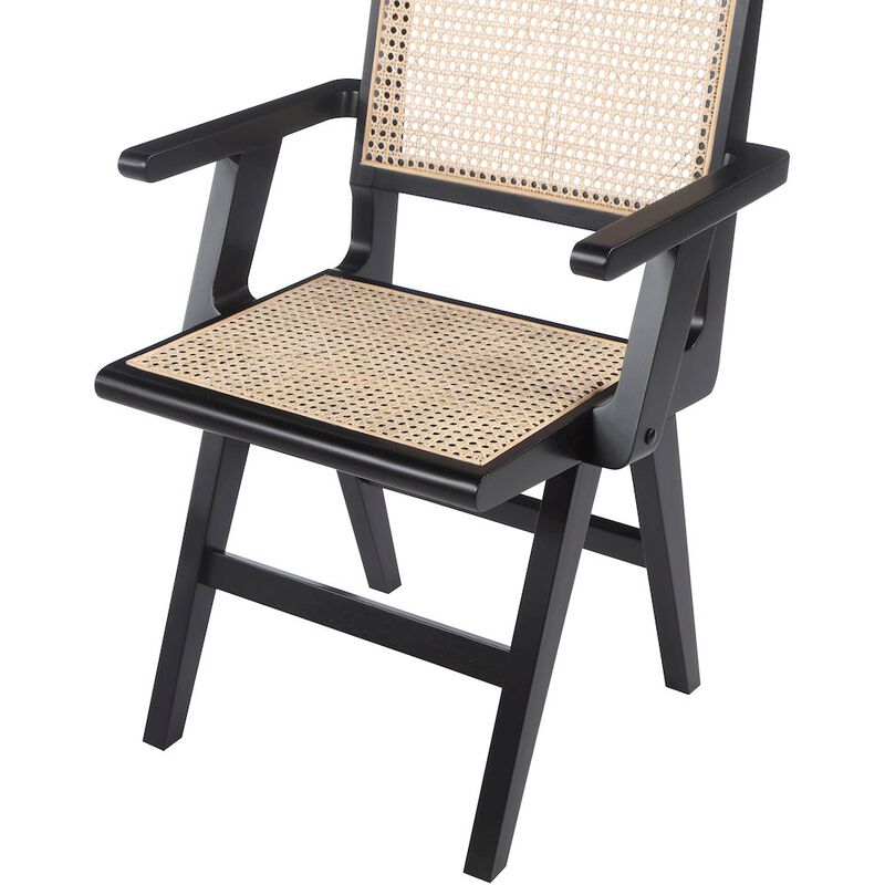 Meridian Furniture Preston Black Wood Dining Arm Chair, Set of 2