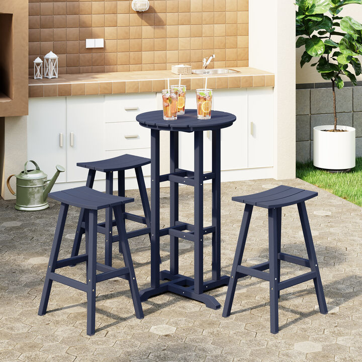 WestinTrends Outdoor Patio Bar Height Table and Bar Stool 3-Piece Dining Set