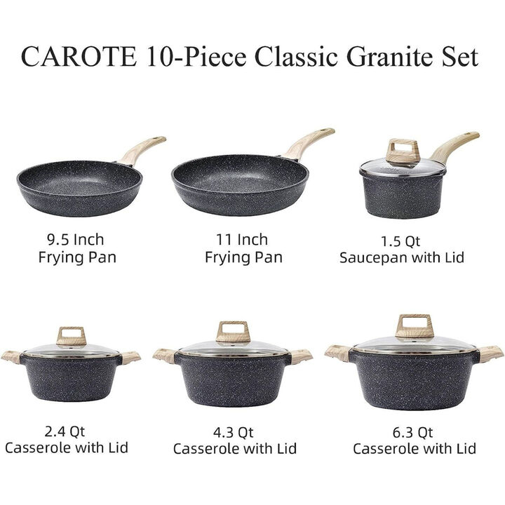 10/11pcs Nonstick Granite Induction Kitchen Cookware Set