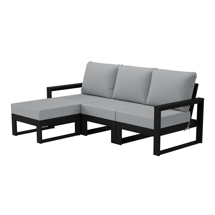 WestinTrends 4-Piece Outdoor HDPE All-Weather Modern Deep Seating Patio Sofa Sectional Set with Waterproof Cushions