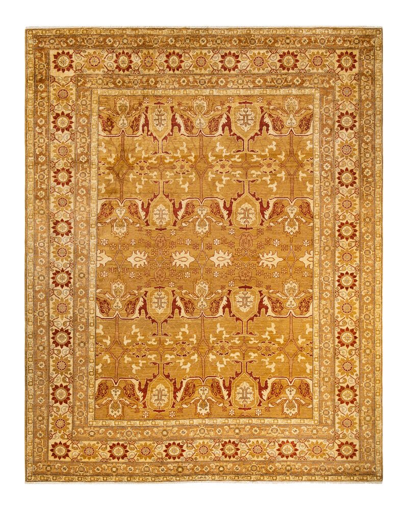 Eclectic, One-of-a-Kind Hand-Knotted Area Rug  - Yellow, 9' 4" x 12' 1" image number 1