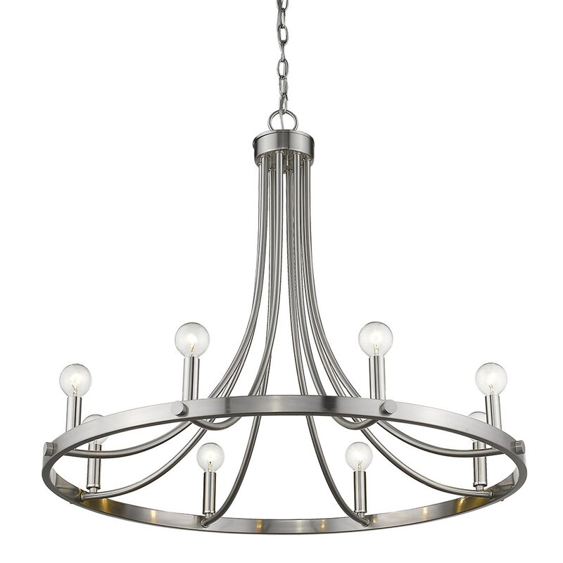 Hivvago Silver Candle Style Eight Light Metal Dimmable Chandelier