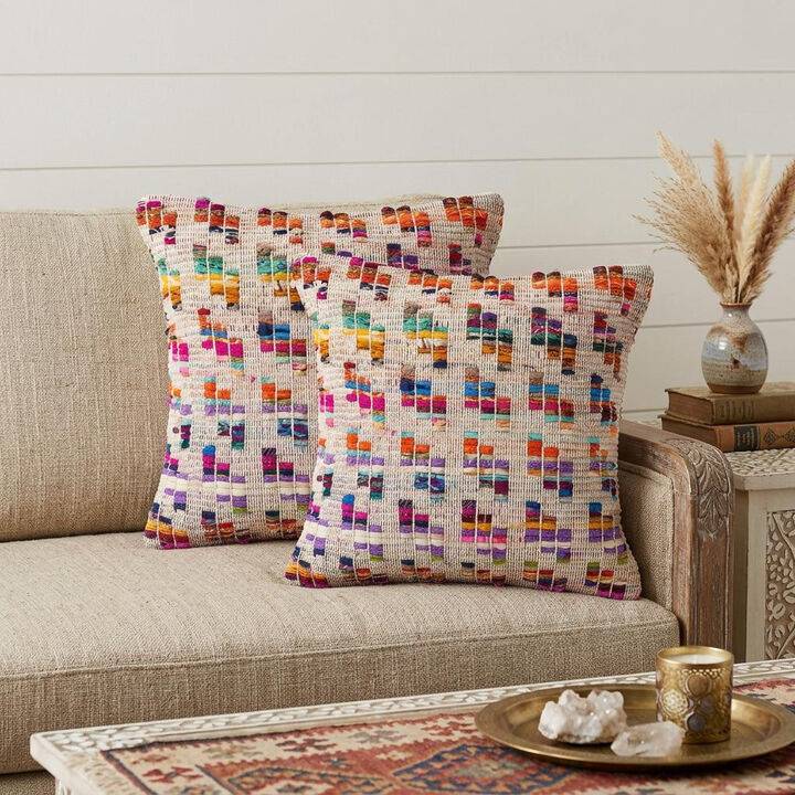 HomeRoots Set of Two Brown Eclectic Cotton Throw Pillow
