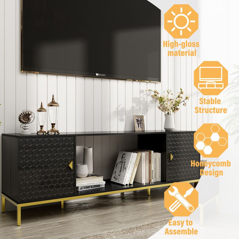 Mondawe 70 Inch Modern Television Station,Media Television Station With Large Storage Space