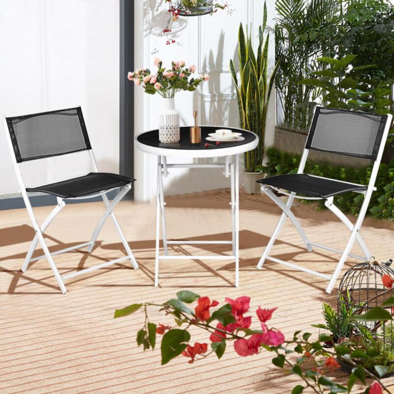 Hivvago 3 Pieces Patio Folding Bistro Set for Balcony or Outdoor Space