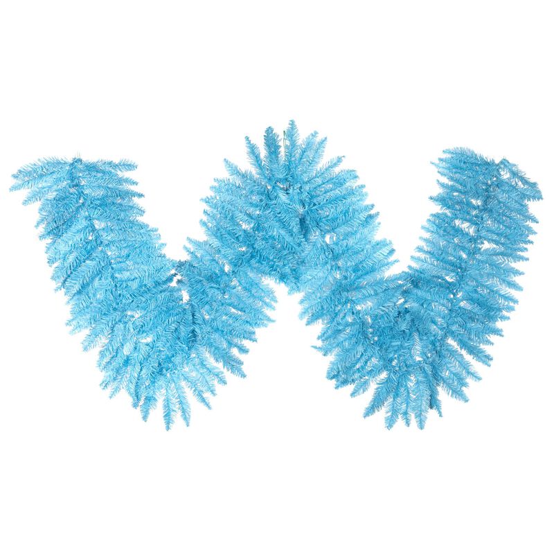 Vickerman 9' x 14" Sky Blue Fir Artificial Christmas Garland, Unlit - Faux Fir Christmas Garland - Indoor Seasonal Home Decor image number 0