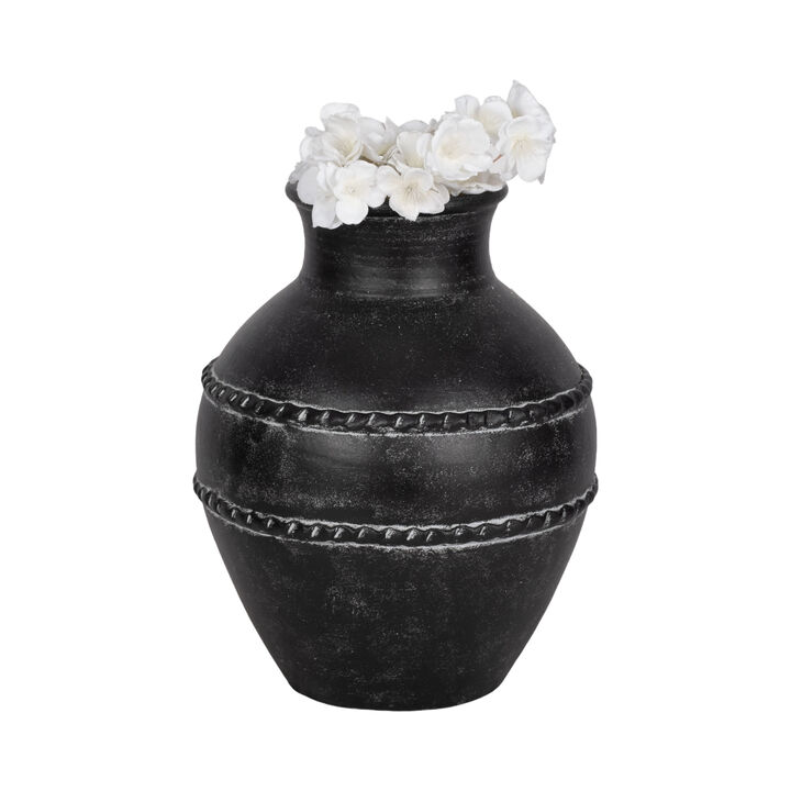 14" Terracotta Vase, Black