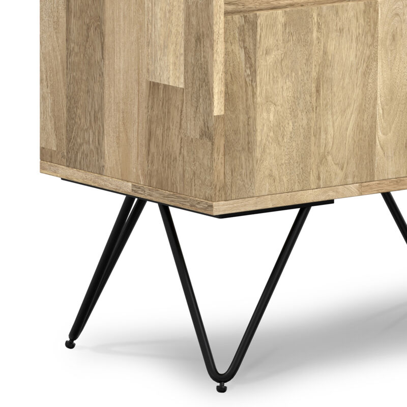 Hunter SOLID MANGO WOOD and Metal 64 inch x 24 inch Rectangle Modern Industrial Tall Bookcase in Natural