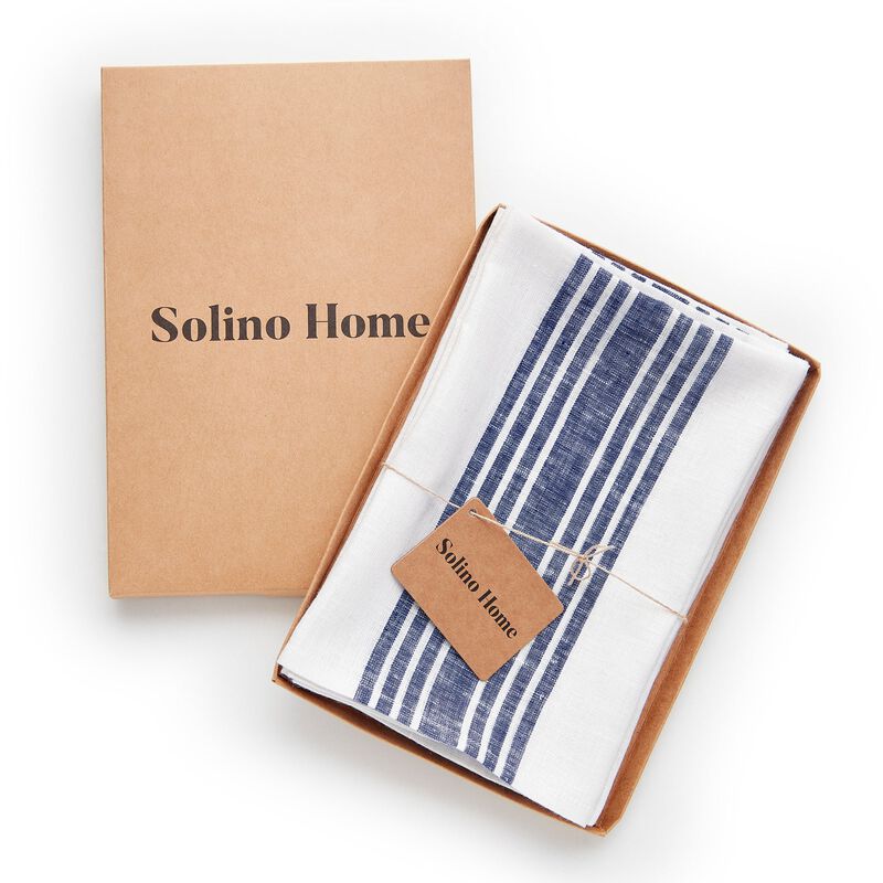 Solino Home 100% Pure Linen Dinner Napkins 20 x 20 Inch Set of 4 - Farmhouse