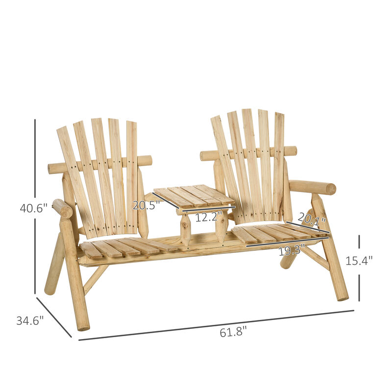 Hivvago Adirondack Patio Chair Bench with Center Table image number 2