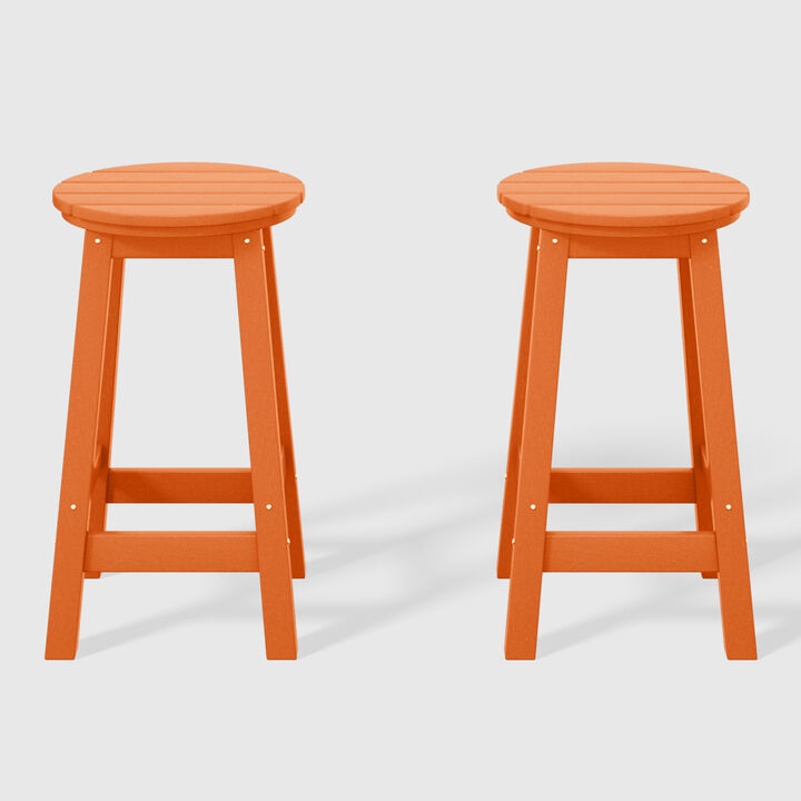 WestinTrends 24" HDPE Outdoor Patio Round Counter Height Bar Stool Set of 2