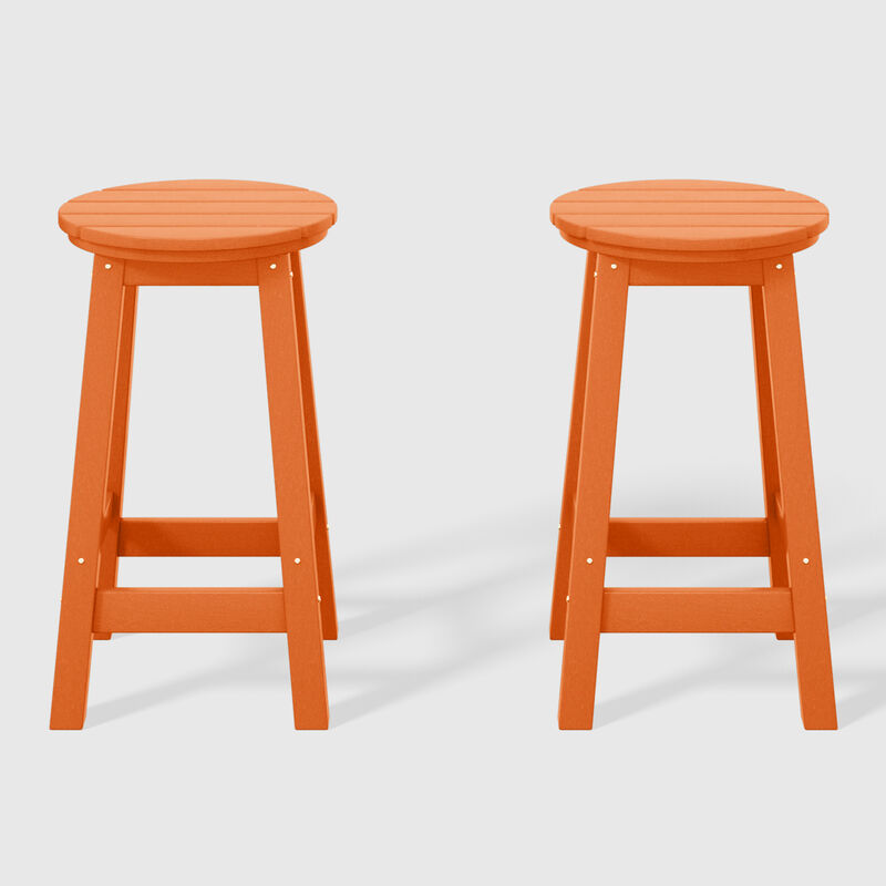WestinTrends 24" HDPE Outdoor Patio Round Counter Height Bar Stool Set of 2