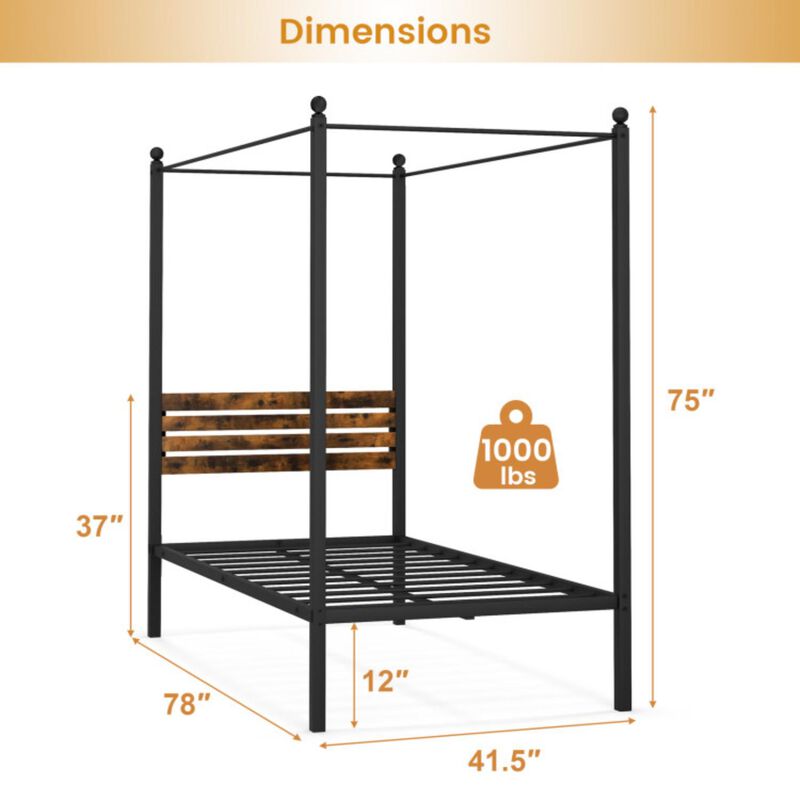 Hivvago Canopy Bed Frame with Under Bed Storage