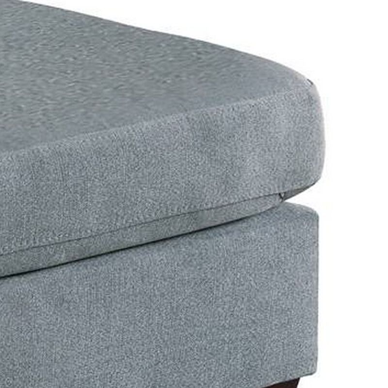 32 Inch Modern Square Ottoman with Plush Foam Seating, Gray Linen Fabric - Benzara