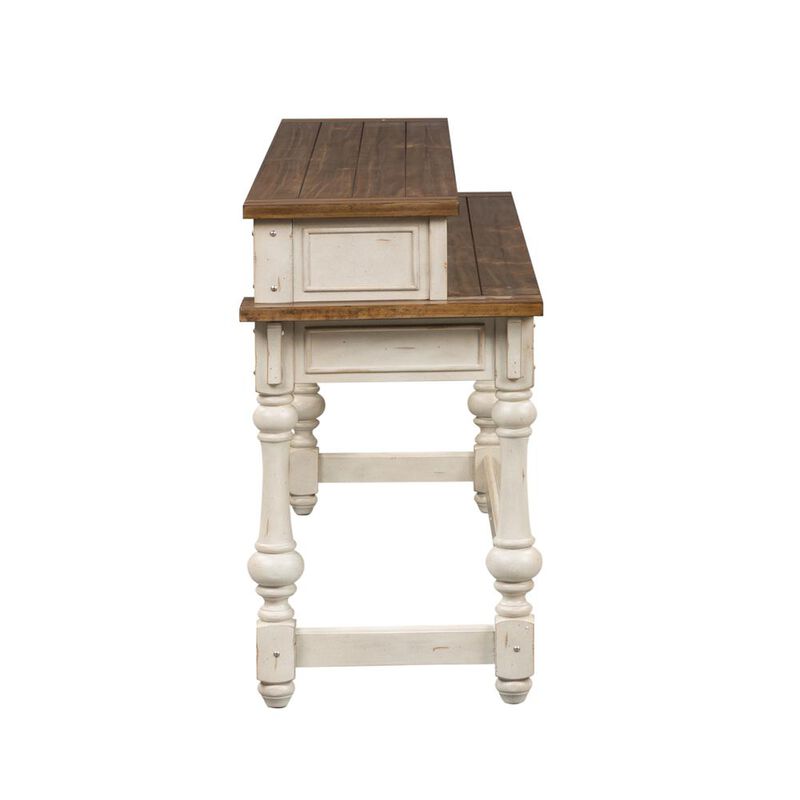 Liberty Furniture Morgan Creek Console Bar Table in Antique White w/ Wirebrushed Tobacco Accents image number 3