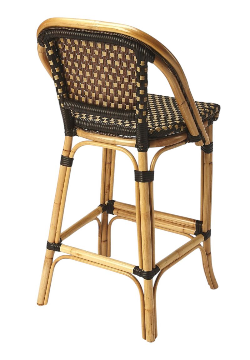 HomeRoots 26" Brown And Natural Rattan Counter Height Bar Chair image number 3