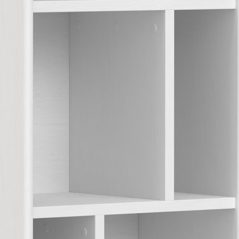 Draper SOLID HARDWOOD 64 inch x 22 inch Mid Century Modern Bookcase and Storage Unit in White