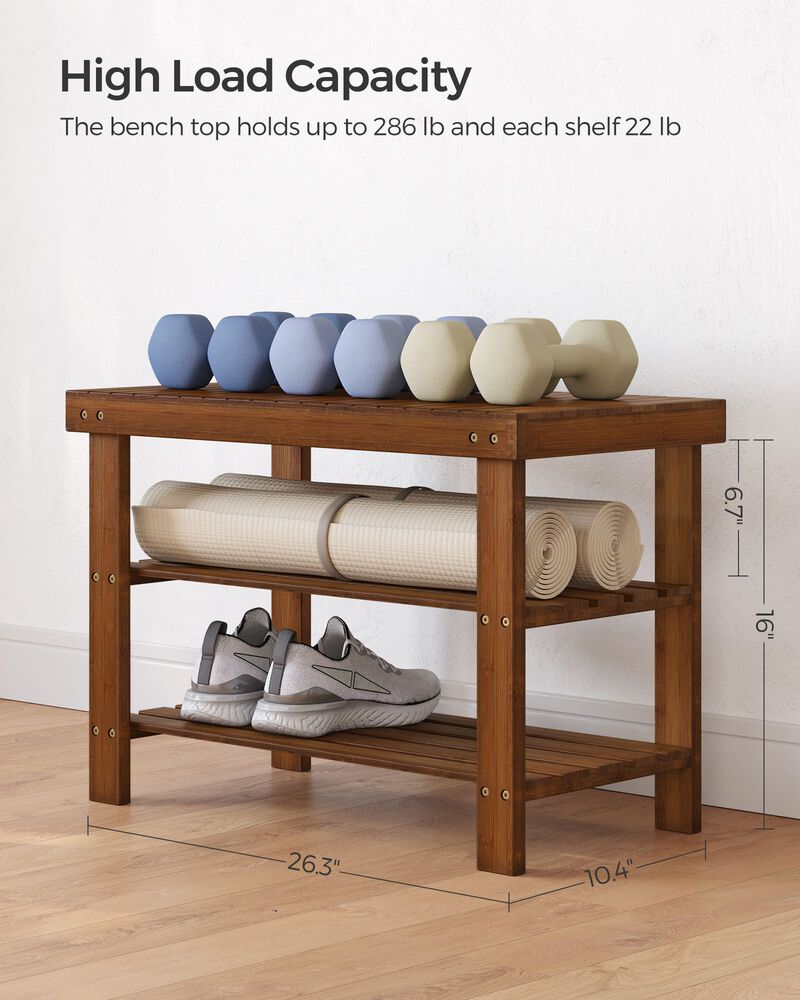 3 Tier Shoe Rack Bench Wicker Style Entryway Storage Seat image number 7
