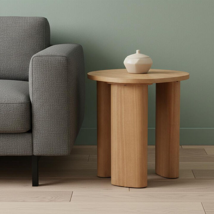 HomeRoots 24" Natural Wood Oval End Table