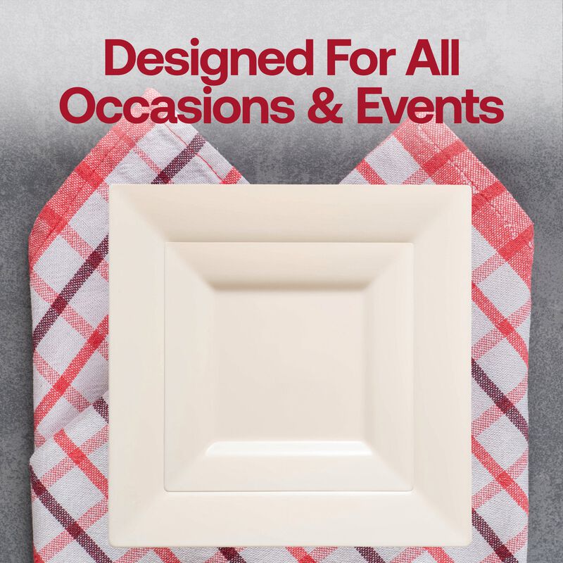 Ivory Square Plastic Plates Dinnerware Value Set (40 Sets) image number 7