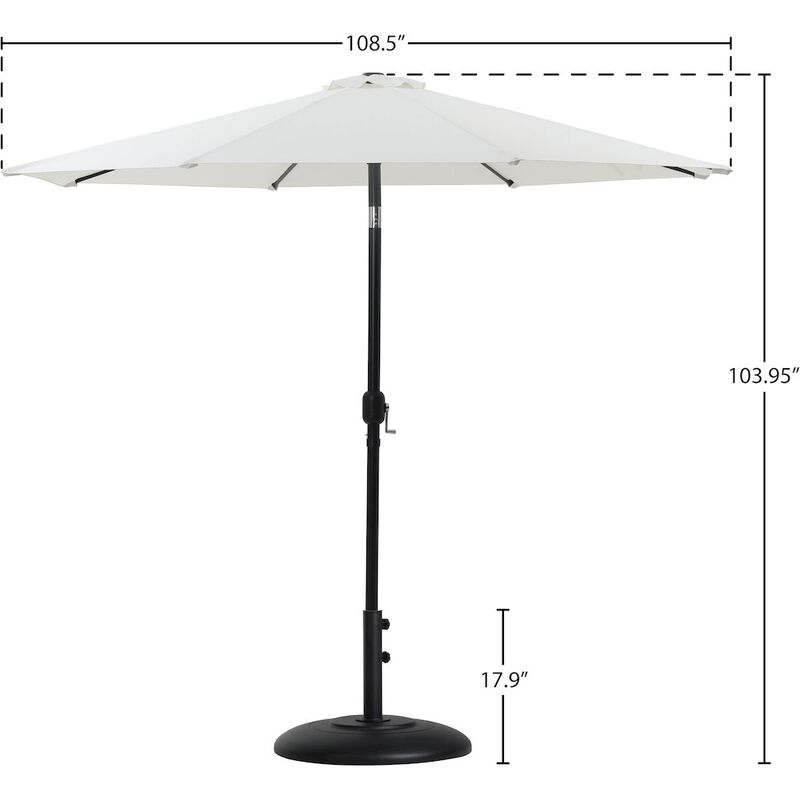 Meridian Furniture Fiji White Fabric / Matte Black Aluminum Patio Umbrella with Base Sets