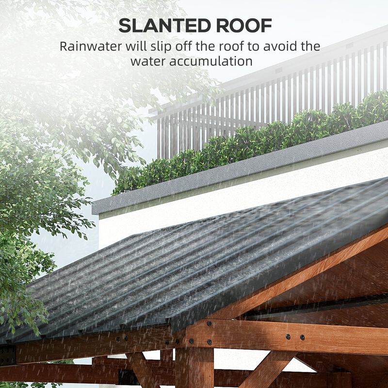 Brown Garden Pavilion: 12'x11' Hardtop Gazebo with Wooden Frame