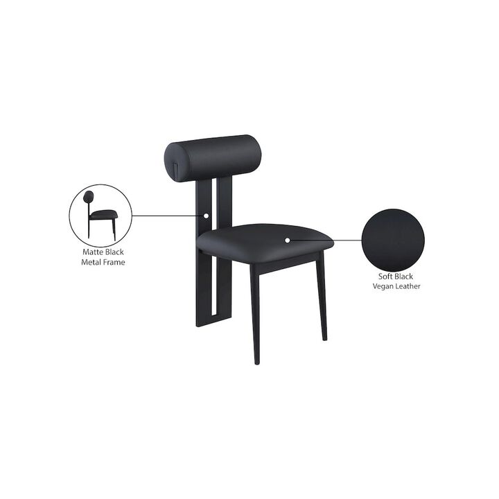 Meridian Furniture Dario Black Vegan Leather Dining Chair, Set of 2