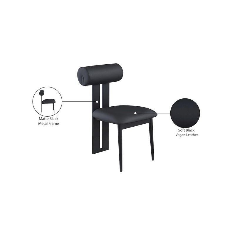 Meridian Furniture Dario Black Vegan Leather Dining Chair, Set of 2