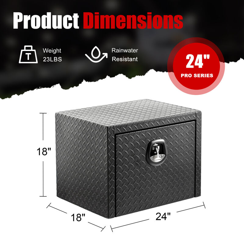 ELEMENT ACE Heavy Duty 24 Inch Underbody Truck Tool Box Waterproof Diamond Thread Plate Underbed Storage Organizer for Pickup, ATV, RV, Trailer image number 2