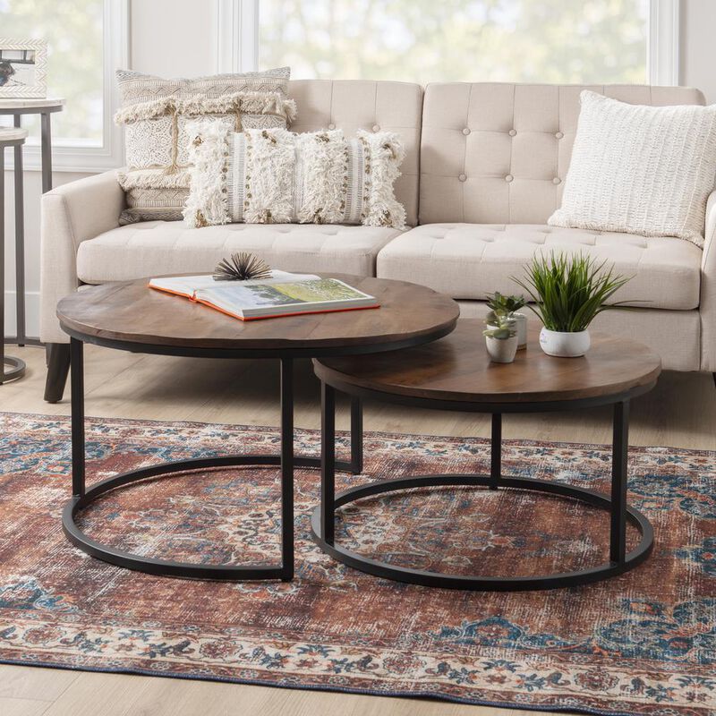Linon Weston Nesting Coffee Tables Brown image number 2