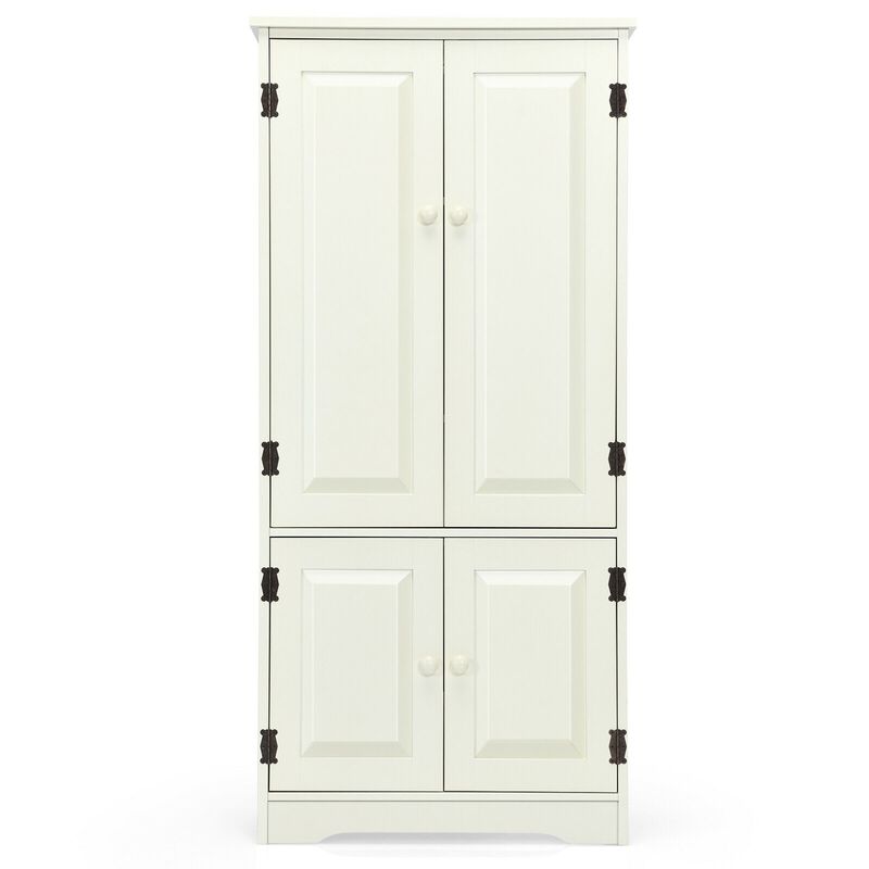 Accent Floor Storage Cabinet with Adjustable Shelves Antique 2-Door-White image number 7