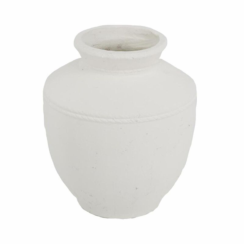 HomeRoots 16" White Terracotta Round Jug Vase image number 0
