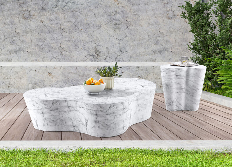 Meridian Furniture Monza White Marble Finish Concrete End Table image number 6