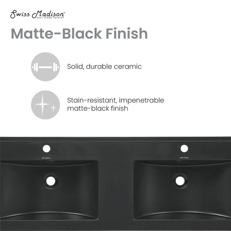 48" Double Basin Vanity Sink Top in Matte Black image number 5