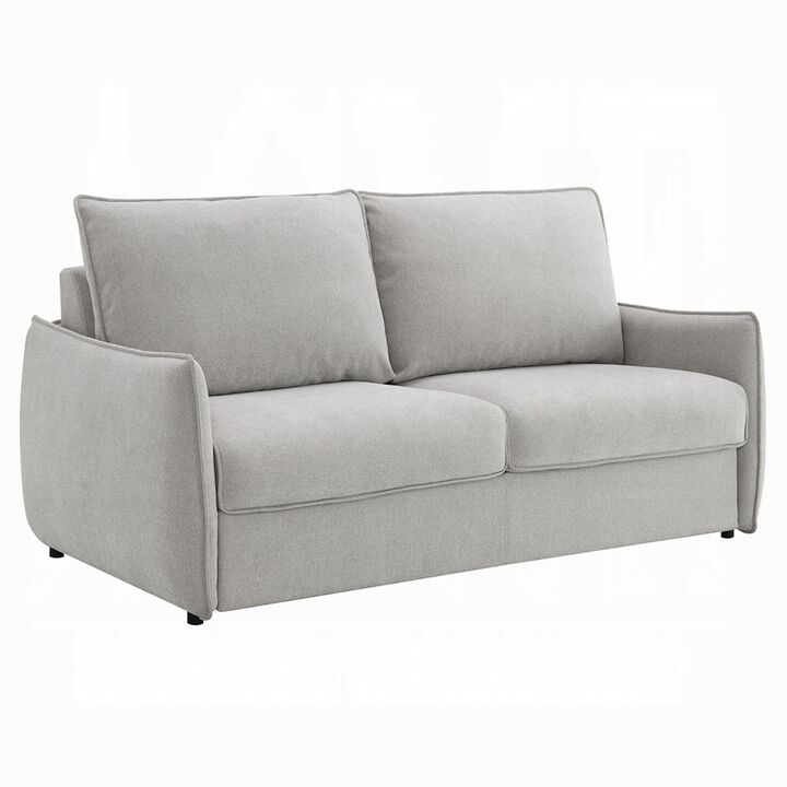 Jona Folding Back Sofa with Sleeper, Memory Foam Mattress, Beige Chenille