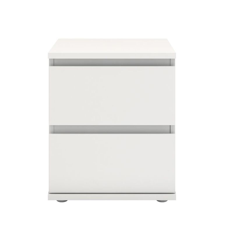 Furnifact White 2 Drawer Nightstand - Compact And Functional Bedroom Nightstand