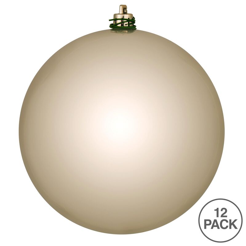 Vickerman 3" Oat Shiny Ball Ornament. Includes 12 Ornaments per Pack. image number 2