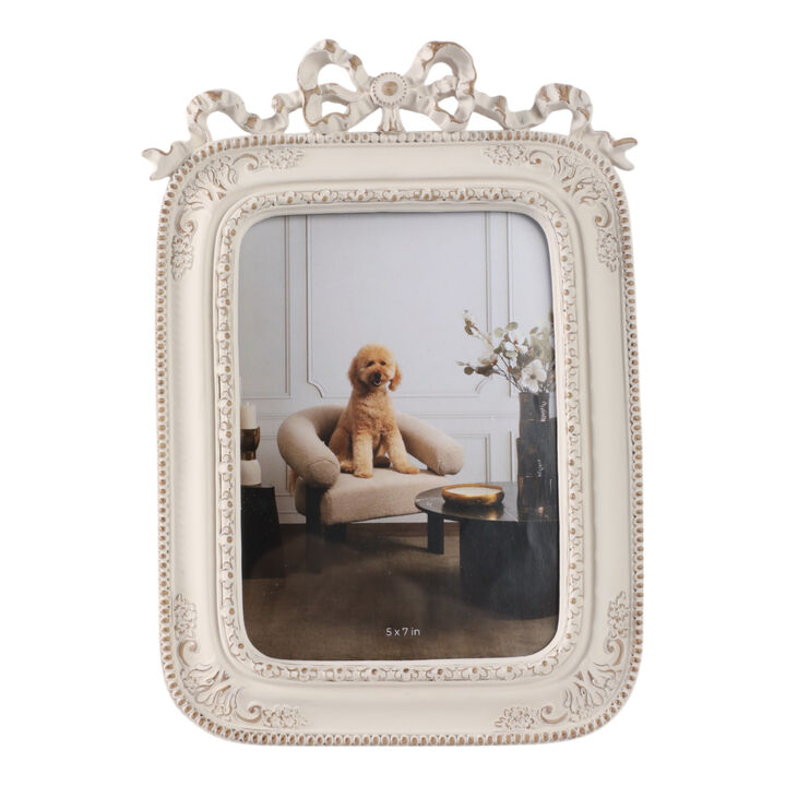 5x7 Resin Shabby Chic Photo Frame, Ivory