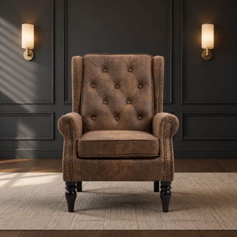 GOODSILO Modern Wood Frame Upholstered Armchair Comfortable Accent Lounge Chair for Living Room Bedroom Small Space Use image number 3