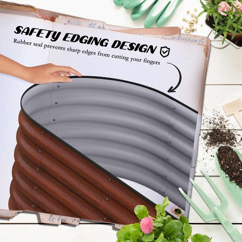 Hivvago Galvanized Raised Garden Bed 3.4'x2'x1.4' with Safety Edges image number 5