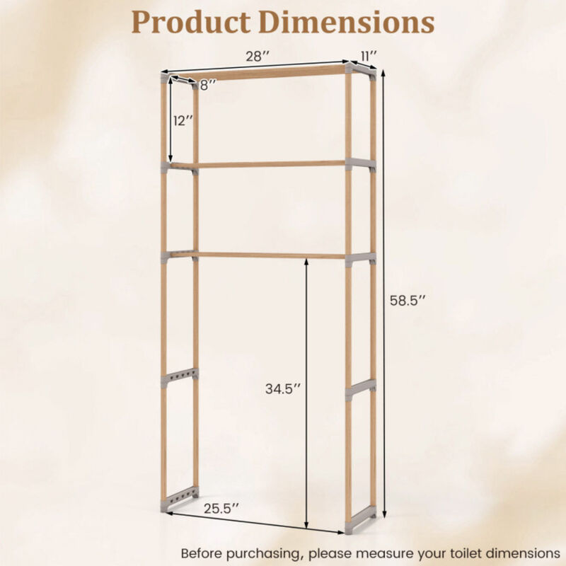 Over The Toilet 3 Tier Storage Shelf Rack with Open Shelves image number 2