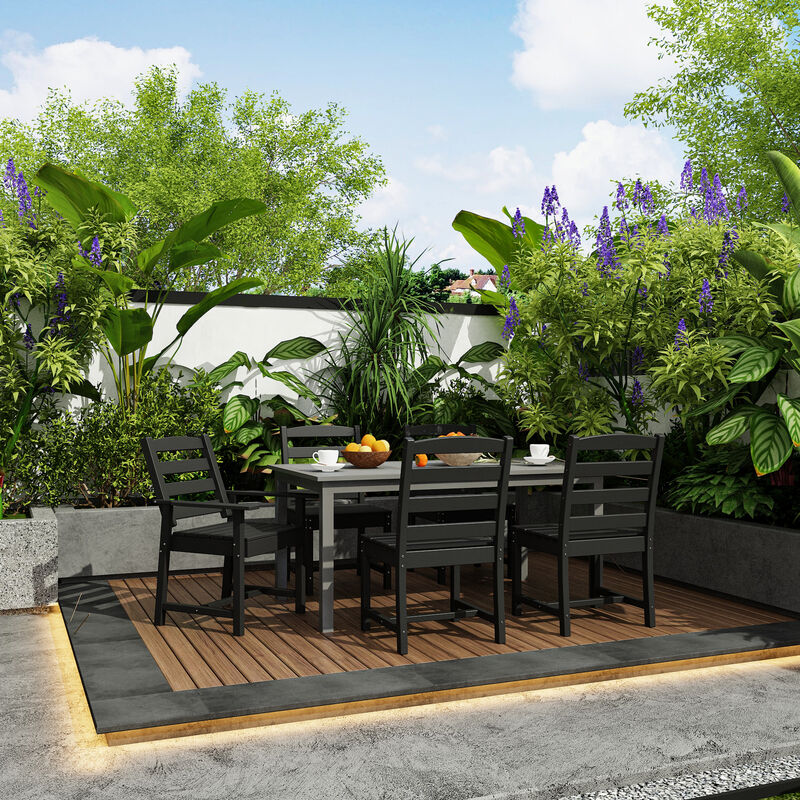 FUFU&GAGA HDPE Patio Dining Chair with Armrests, Waterproof, UV Resistant (Pack of 2) (23.6" W x 18.9" D x 33.5" H),Black