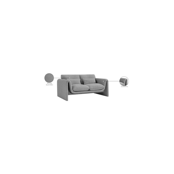 Meridian Furniture Stylus Grey Boucle Fabric Loveseat