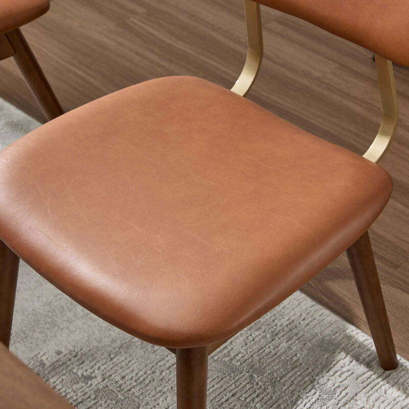 Nertek Mid‑Century Faux‑Leather Rubberwood Dining Chair image number 7